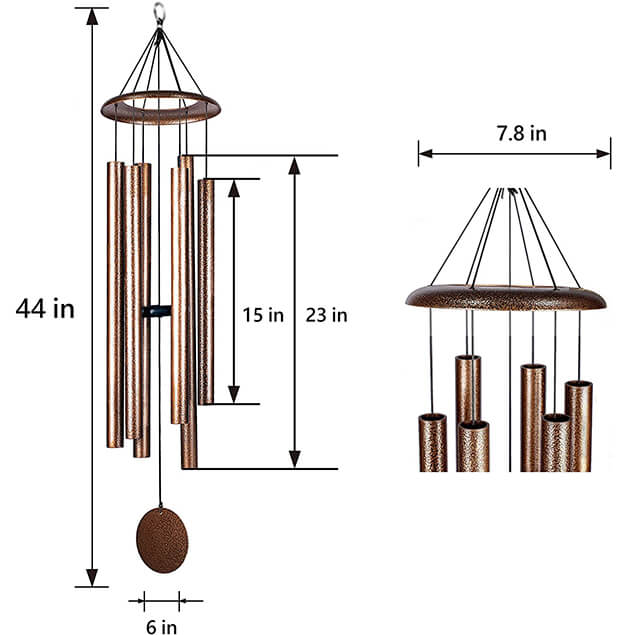 Large deep tone wind chimes for outside outdoor 44 inch Hohiya